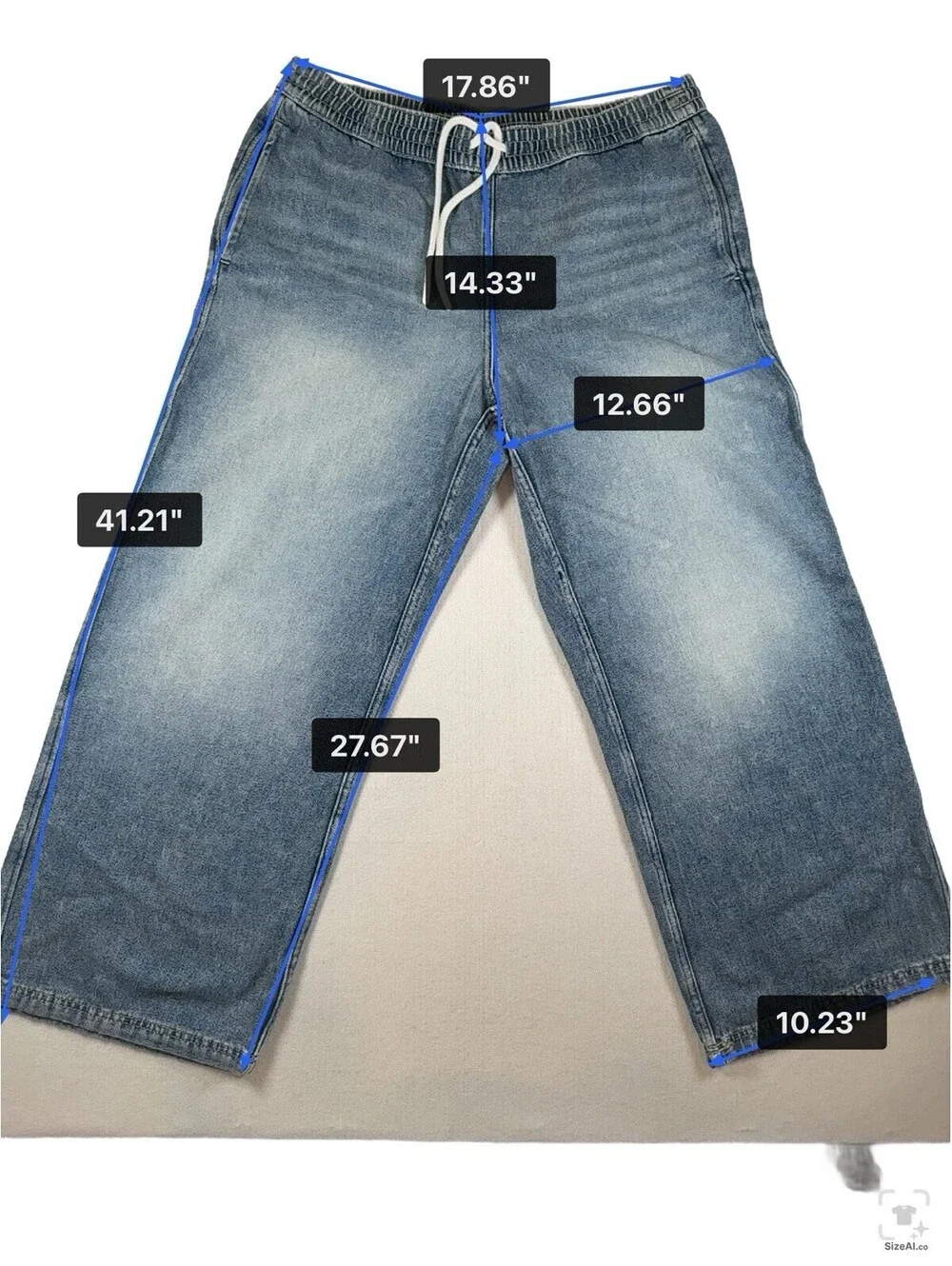 H&M Women's Wide-Leg Denim Jeans Size LDrawstring Waist Streetwear Pre Owned